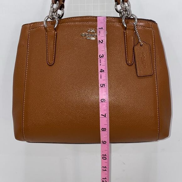 Coach Logo 2Way Carmel Leather Handbag Dual Handle Magnetic Closure - Picture 12 of 17